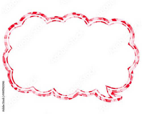 ステンドグラス風吹き出し　三角形模様　細長い雲形