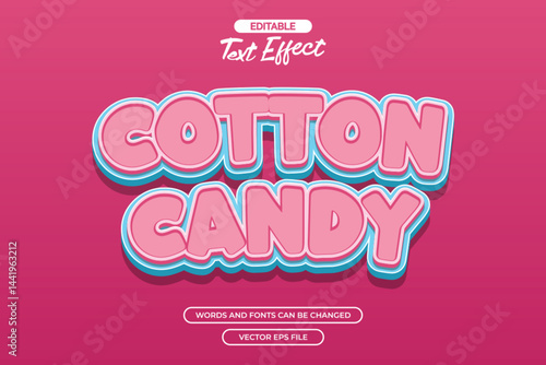 Cotton candy editable text effect with 3d text and cute cartoon text style