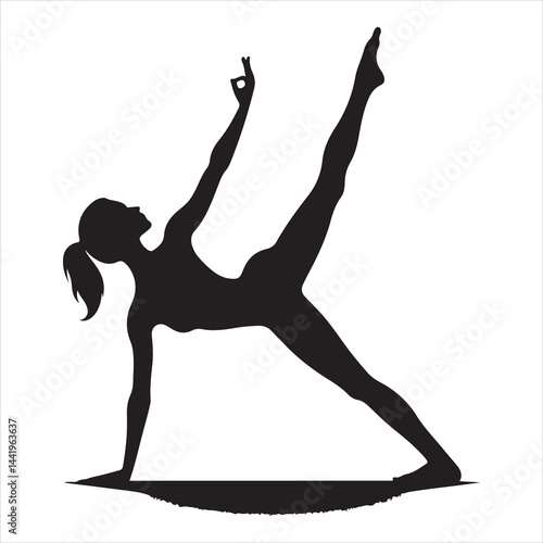 A singel parson  clear workout silhouette yoga pose, and Graphic, vector black color silhouette 