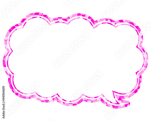 ステンドグラス風吹き出し　三角形模様　細長い雲形