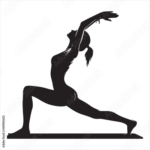 A singel parson  clear workout silhouette yoga pose, and Graphic, vector black color silhouette 