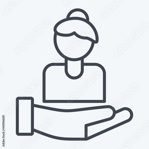 Icon Caring For Women. related to Feminism symbol. line style. design editable