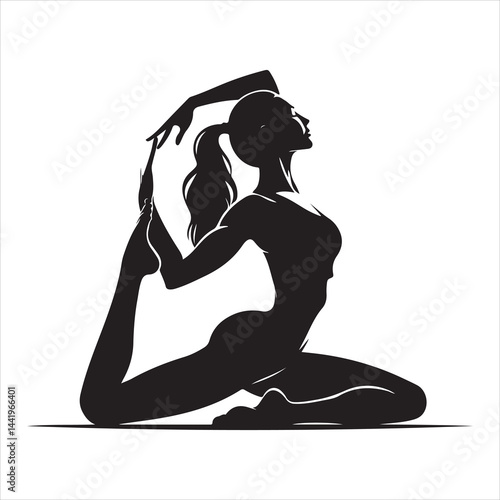 A singel parson  clear workout silhouette yoga pose, and Graphic, vector black color silhouette 