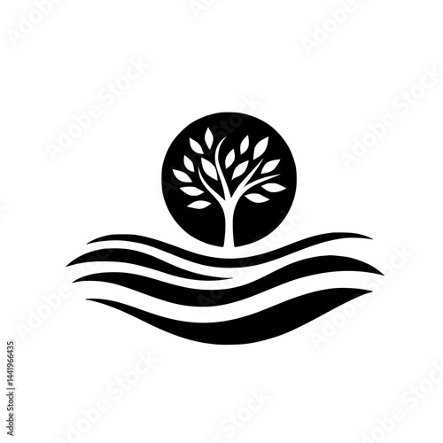 Minimalist Black and White Tree Logo: Nature, Growth, and Peace