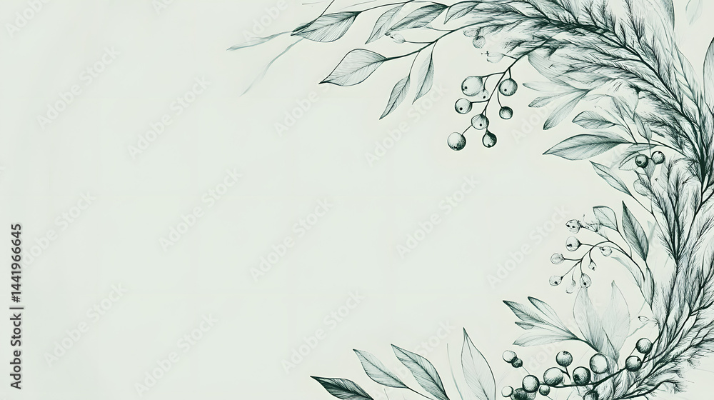 Naklejka premium frame, flower, floral, leaf, decoration, nature, border, design, vector, flowers, illustration, christmas, card, art, plant, leaves, pattern, holiday, green, wreath, ornament, branch, spring, summer, 