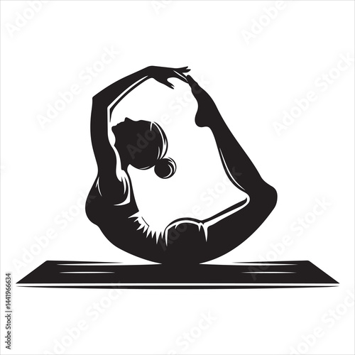 A singel parson  clear workout silhouette yoga pose, and Graphic, vector black color silhouette 
