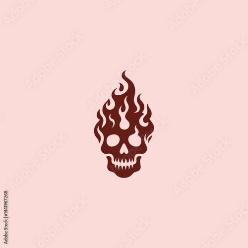 Flaming Skull Logo – Bold flaming skull designed with dramatic lines and fiery details.