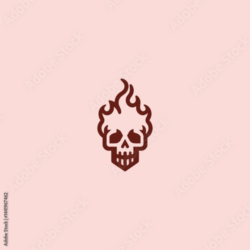 Flaming Skull Logo – Bold flaming skull designed with dramatic lines and fiery details.