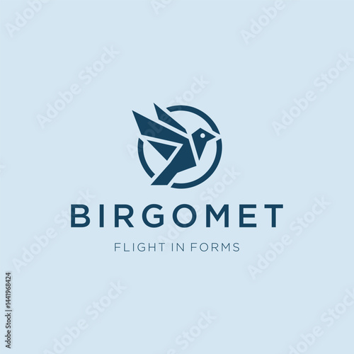 Geometric Bird Logo – Modern bird formed with angular and clean geometric linework.