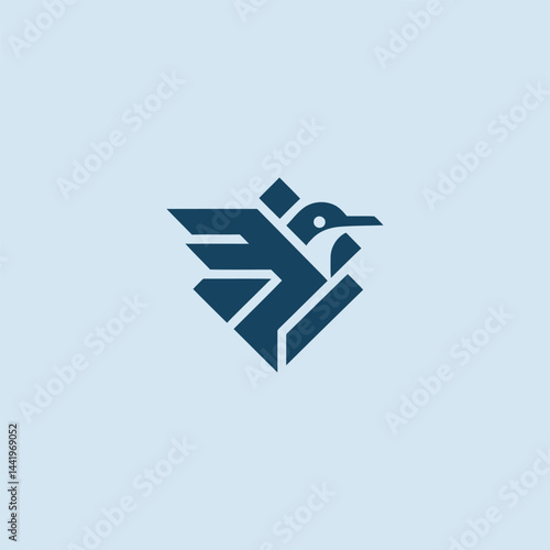 Geometric Bird Logo – Modern bird formed with angular and clean geometric linework.