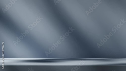 White studio background with moving spotlight on stage podium. Modern abstract light and shadow mockup template for business and technology product placement showroom. Luxury cosmetic beauty display s