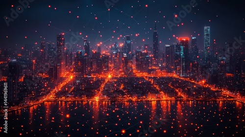 Illuminated Metropolis  A Nighttime Symphony of Lights and Connections