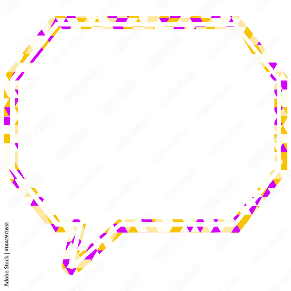 Fototapeta premium ステンドグラス風吹き出し 三角形模様 角のある八角形