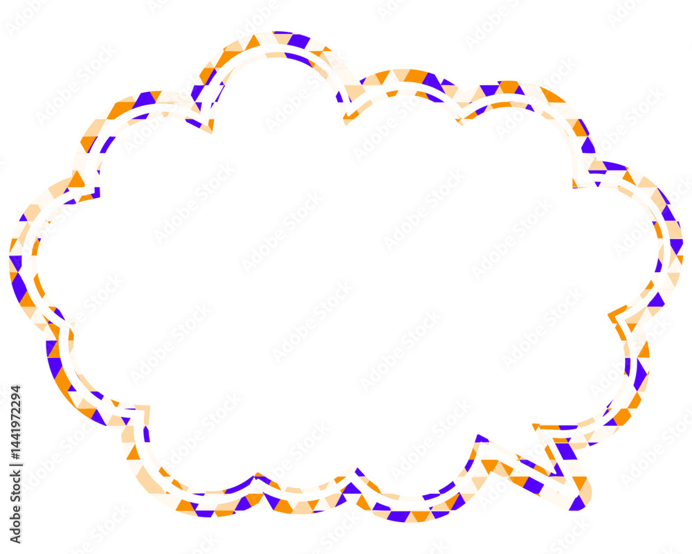 Fototapeta premium ステンドグラス風吹き出し 三角形模様 丸みのある雲形