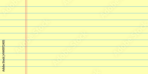 Legal pad with yellow paper background. Notepad with lines, blank sheet of notebook