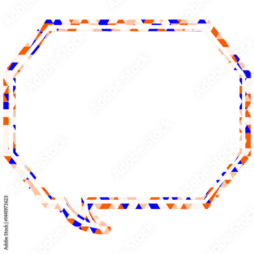ステンドグラス風吹き出し　三角形模様　角のある八角形