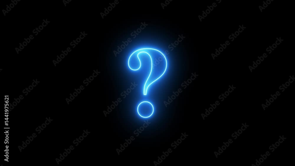 Question mark icon, problem sign icon. neon line question mark animation on black background. Question mark icon, problem sign icon. neon line question mark animation on black background.