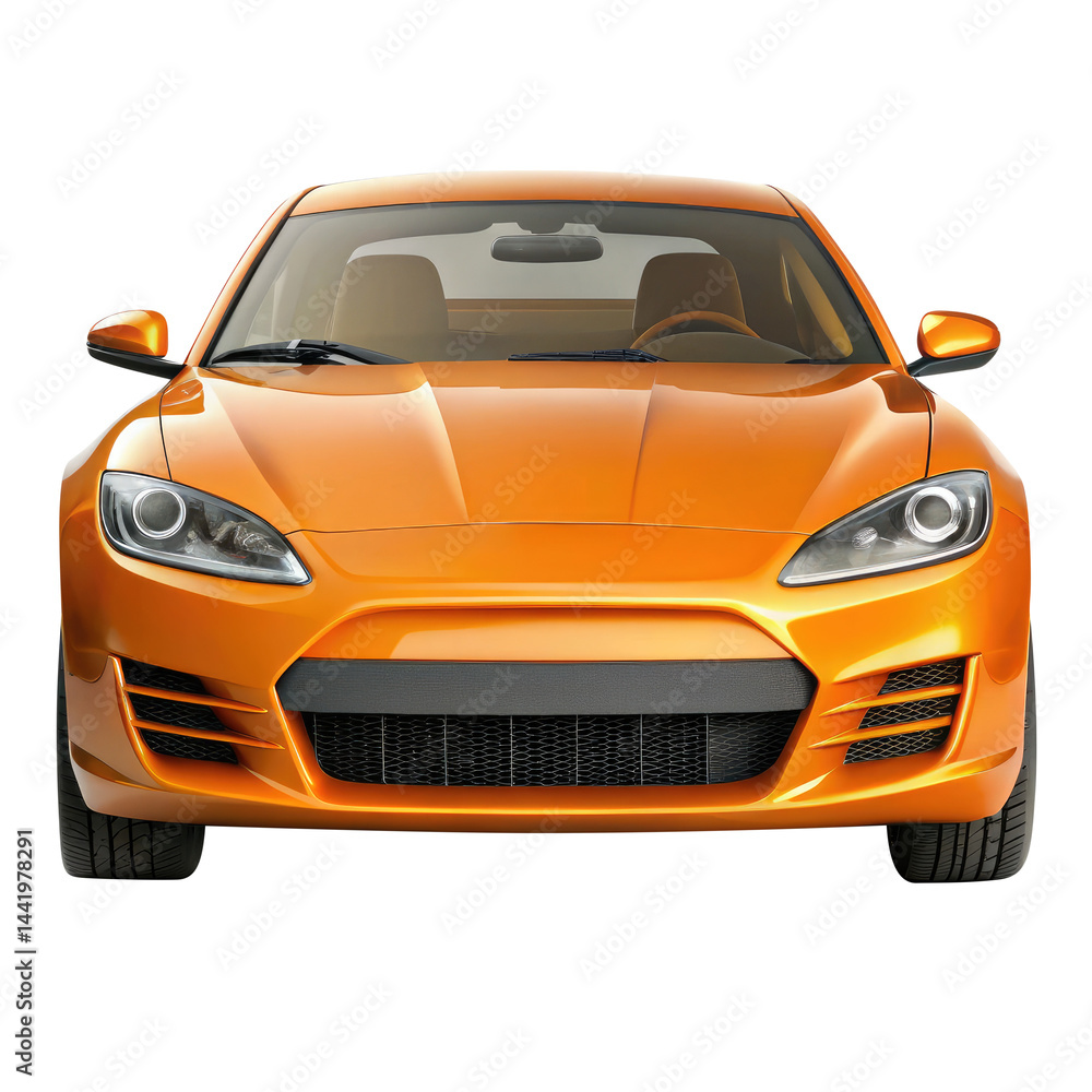 orange car isolated on transparent white background, clipping path orange car isolated on transparent white background, clipping path