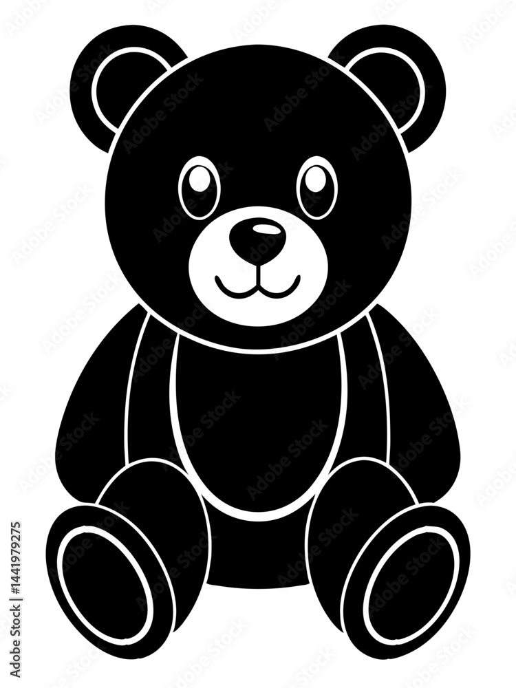 Smiling Teddy Bear in Bold Silhouette Smiling Teddy Bear in Bold Silhouette