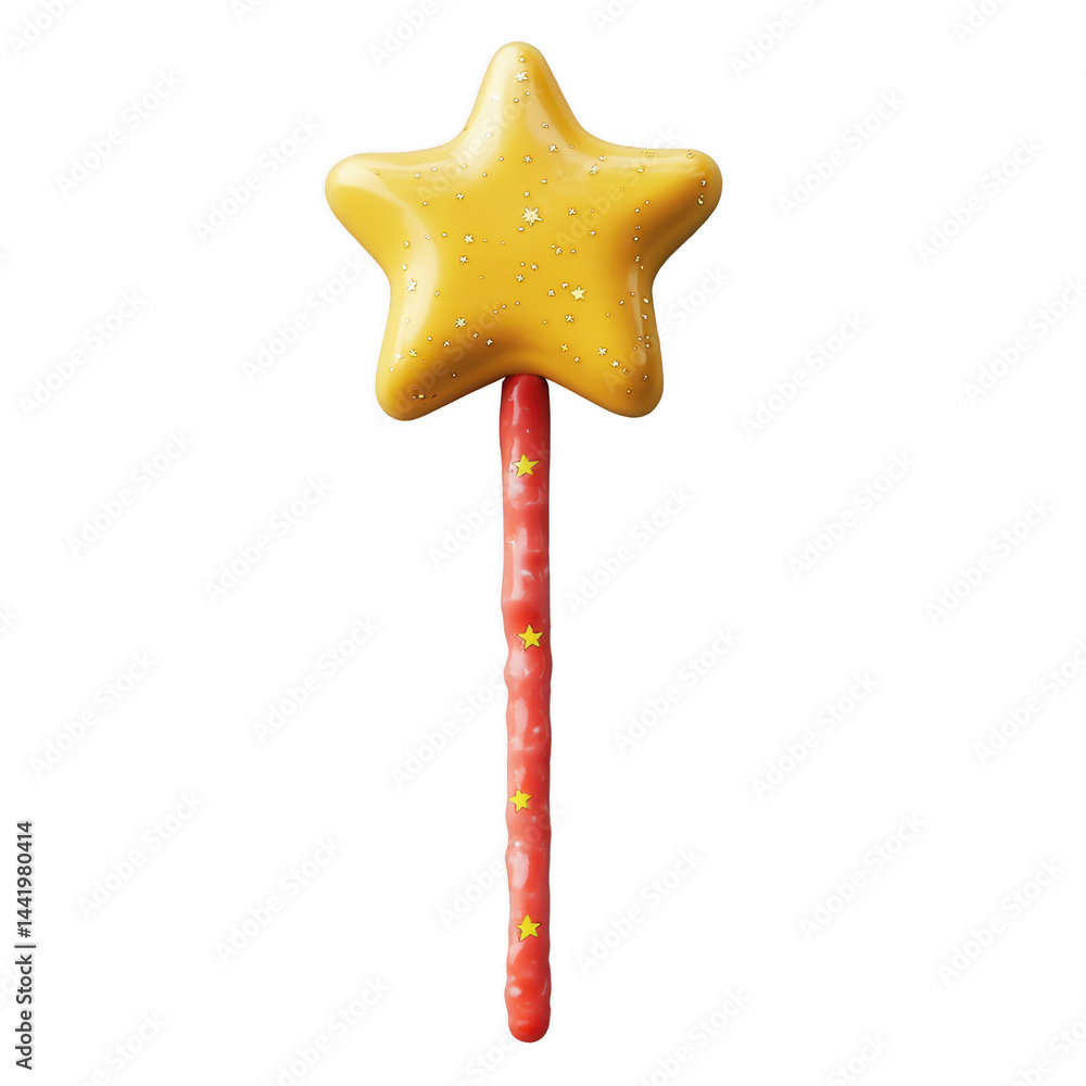 Naklejka premium Magic wand png in 3d transparent no background in kid toy concept.