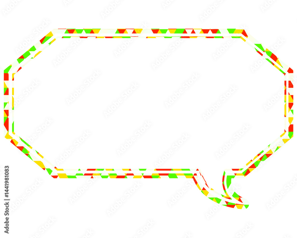 Naklejka premium ステンドグラス風吹き出し 三角形模様 細長い八角形