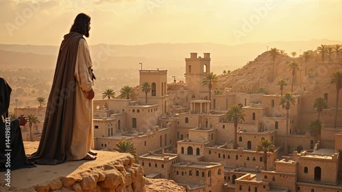 Satan tempts Jesus Christ on the temple mount
