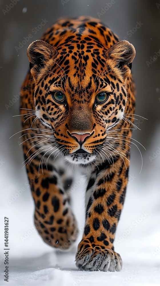 Obraz premium Wild leopard on white background closeup high resolution image