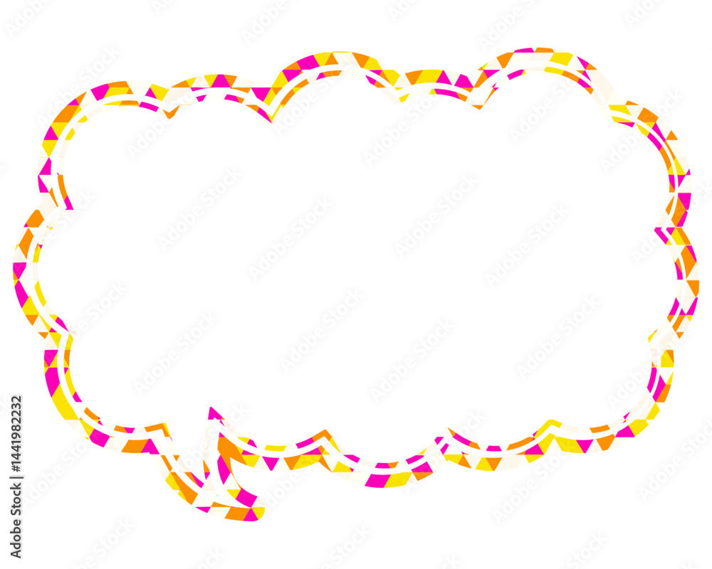 Fototapeta premium ステンドグラス風吹き出し 三角形模様 細長い雲形