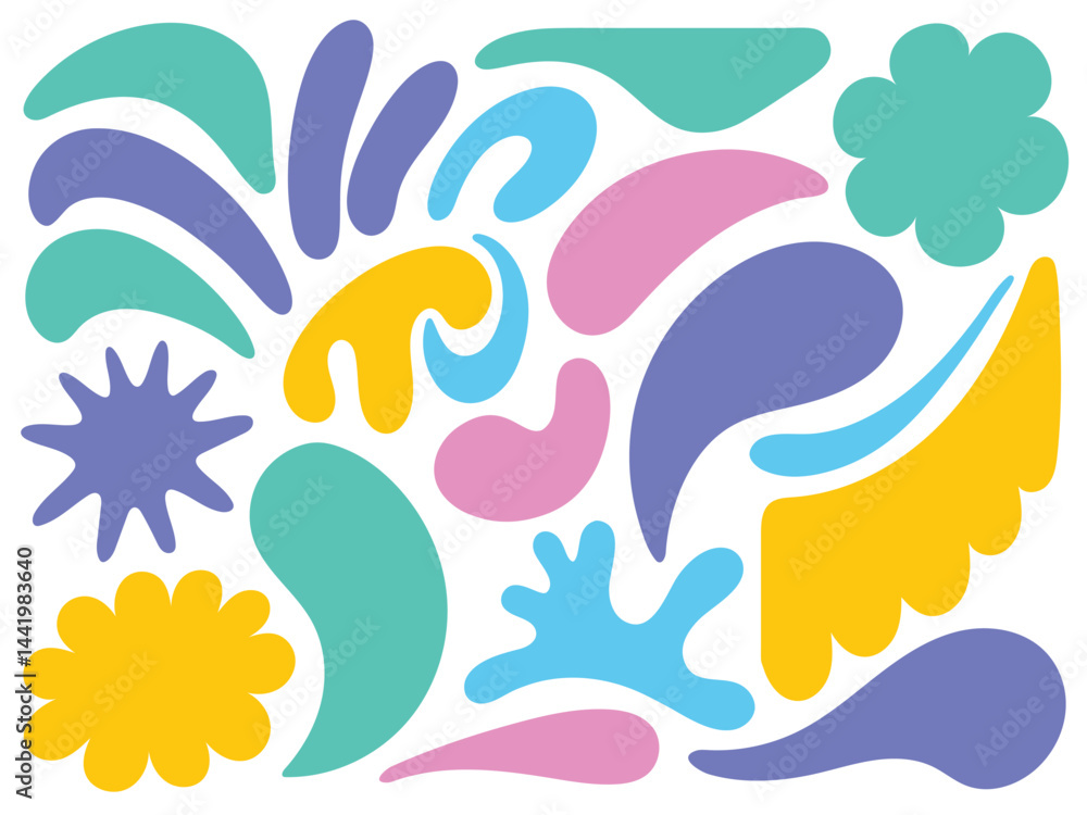 Naklejka premium Colorful Abstract Organic Shapes – Liquid Fluid Elements for Modern Design.
