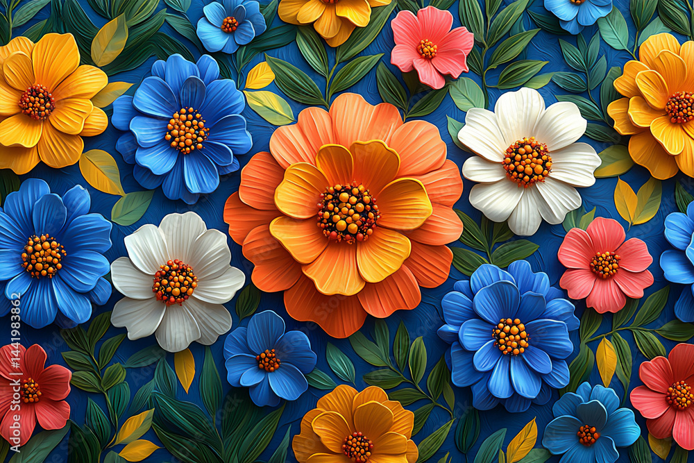 bright latin american pattern with stylized tropical flowers and leaves, vibrant colors bright latin american pattern with stylized tropical flowers and leaves, vibrant colors