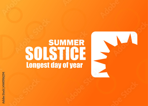 Minimal Summer Solstice Vector – Longest Day of the Year with Sun Icon