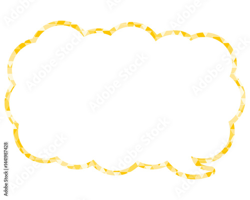 ステンドグラス風吹き出し　三角形模様　細長い雲形