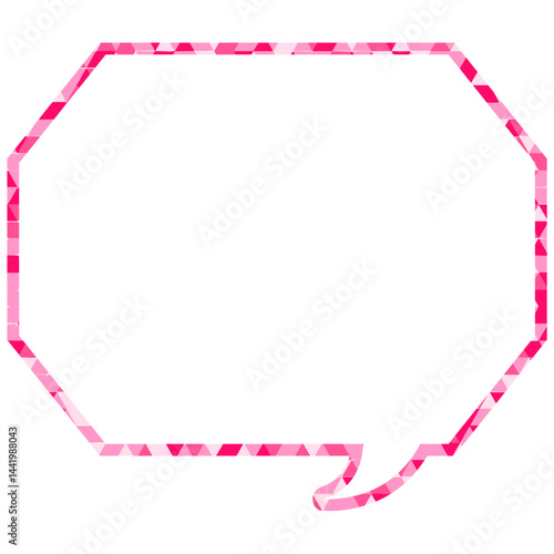 ステンドグラス風吹き出し　三角形模様　角のある八角形