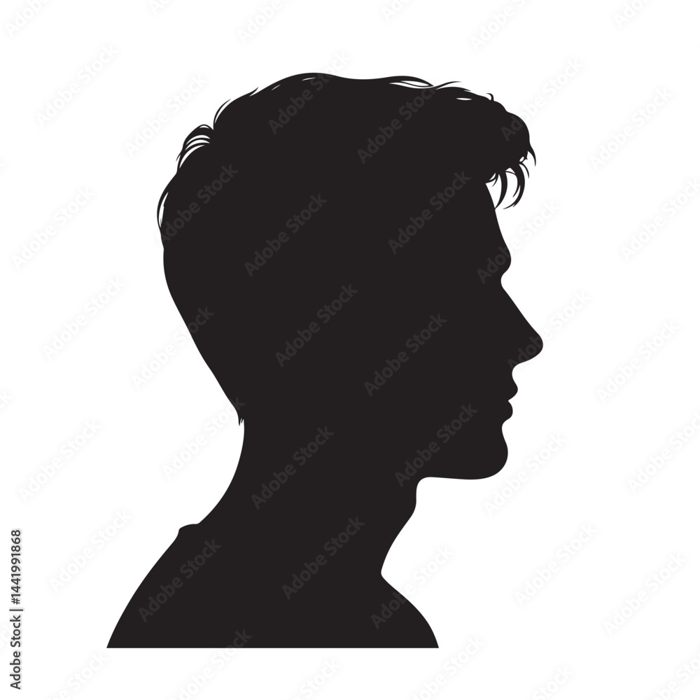 Man Silhouette in Black Isolated on White Background