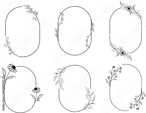 Vector set of floral circular frame for wedding invitation, packaging and logo branding