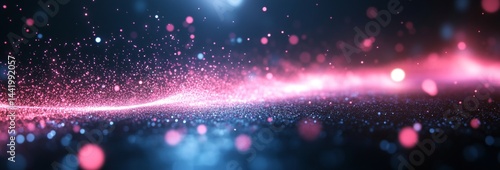 A blue and pink background with a lot of sparkles