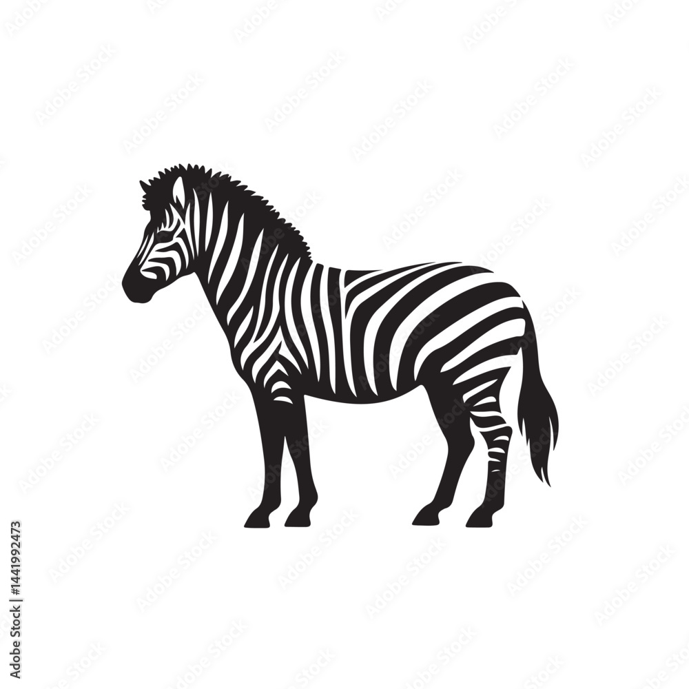 Fototapeta premium Black Zebra Silhouette on White Background