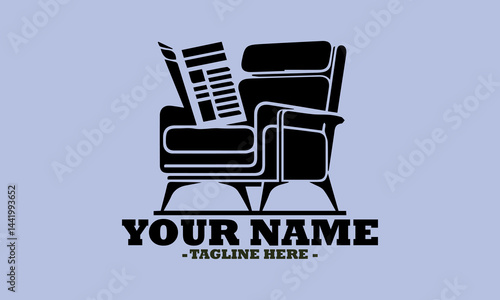 Comfortable armchair holds an open newspaper ready for someone to read its articles. Relaxation concept, illustration comfortable armchair vector design and logo art