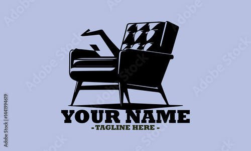 Comfortable armchair holds an open newspaper ready for someone to read its articles. Relaxation concept, illustration comfortable armchair vector design and logo art