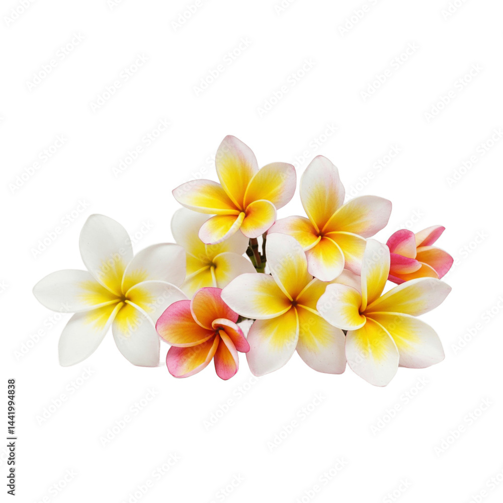 Fototapeta premium frangipani flower isolated on white, Frangipani flower bouquet on transparent background.