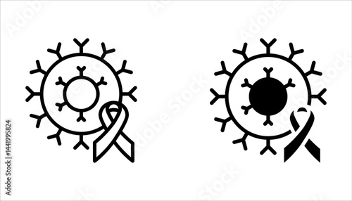 Oncology Icon set. Representing Cancer. Tumor Care. Oncology. Chemotherapy. Vector icon on white background