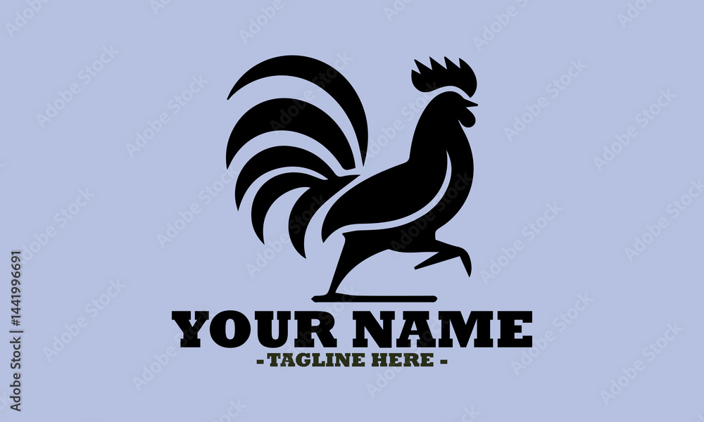 Fototapeta premium silhouette rooster vector design, illustration rooster logo art and template