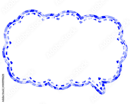 ステンドグラス風吹き出し　三角形模様　細長い雲形