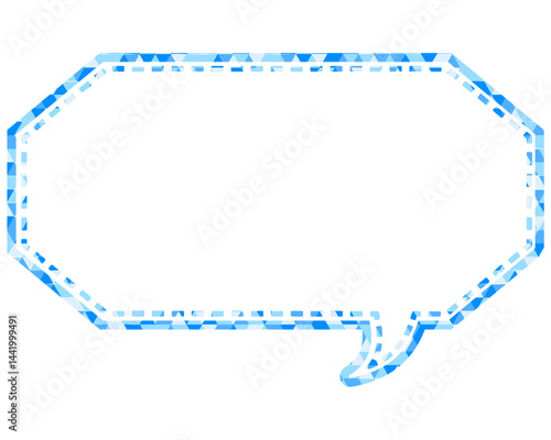 ステンドグラス風吹き出し　三角形模様　細長い八角形