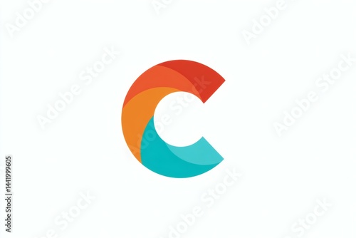 Free Download Abstract Letter C Shape with Orange and Blue Segment Design on White Background - GFXLoad