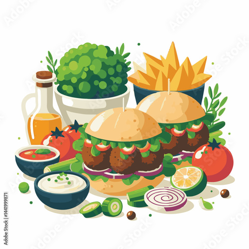 vegetarian, falafel, healthy, snack, background, food, meal, vegan, vegetable, fried, traditional, dinner, lunch, diet, chickpea, cuisine, dish, arabic, closeup, organic, homemade, ball, brown, turkis