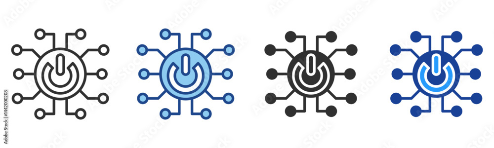 Power Icon Multiple Style Vector Collection Power Icon Multiple Style Vector Collection