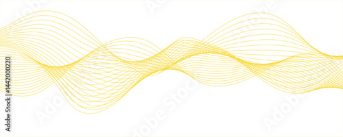 Abstract yellow color gradient wave lines with twisted curve lines and blend effect. 3D Futuristic tech background with Curved wavy line. Seamless wave pattern glowing science flowing 