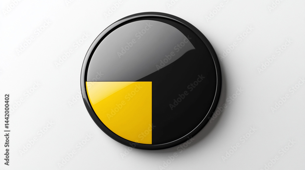 Yellow and black pie chart section on white background.