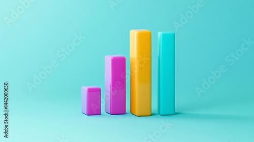 Obraz na płótnie Colorful 3D bar graph showing growth, progress, and increasing data. w salonie